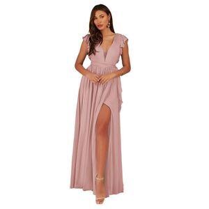 Azazie Aruba Blush Pink Maxi Dress Sz 10